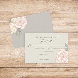 RSVPミニマモダンリストエレガントフローラ素朴セージ 出欠カード