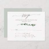RSVPミニマリストモダンリーフ離れアートタイポグラフィ 出欠カード (正面/裏面)