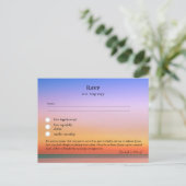 RSVPメニュー付きテンプレートビーチトロピカルサンセット ポストカード (スタンド正面)