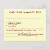 RSVPメニュー郵便はがきを結婚する愛ハート及び赤いバラ インビテーションポストカード (正面)