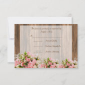 RSVPモノグラムハートとピンクと白のバラ 出欠カード (裏面)