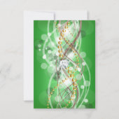 RSVPライムエレガントグリーン金ゴールドダイヤモンドジュエルパーティー 出欠カード (正面)