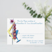 RSVPラスベガスのお祝いのネオンサイン 出欠カード (スタンド正面)