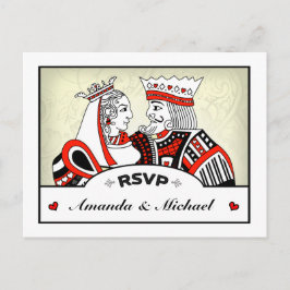 RSVPラッキーインラブキングクイーン結婚ズポストカード インビテーションポストカード