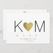 rsvpラブ&カップルイニシャル澄ん&エレガント 招待状 (正面/裏面)