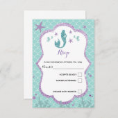 RSVPレスポンスカードマーメイド下シーパープルティール（緑がかった色） 招待状 (正面/裏面)