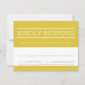 RSVPレスポンスカード型マスタードモダンイエロー 出欠カード (正面)