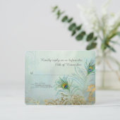 RSVPレスポンスピーコックフェザー金ゴールドエレガントな結婚式 出欠カード (スタンド正面)