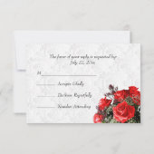 RSVPレッドローズフローラ結婚ズ 出欠カード (裏面)
