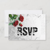 RSVPレッドローズ&テクスチグランジャ結婚ーのカード 出欠カード (正面)