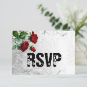 RSVPレッドローズ&テクスチグランジャ結婚ーのカード 出欠カード (スタンド正面)