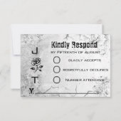 RSVPレッドローズ&テクスチグランジャ結婚ーのカード 出欠カード (裏面)