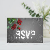 RSVPレッドローズ&テクスチグランジャ結婚ーのカード 出欠カード (スタンド正面)