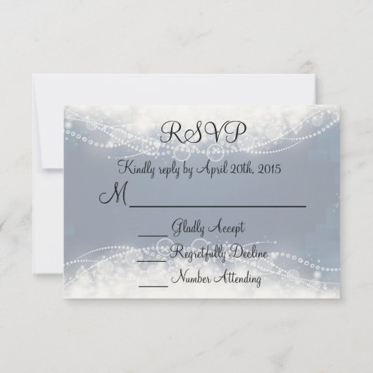 RSVPレースエレガントとダークブルーの真珠 出欠カード (裏面)