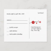 RSVPロブバードとさくらんぼ花開きPC インビテーションポストカード (裏面)