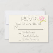 RSVPロータスフラワー/ウォーターリリーイラストレーション 出欠カード (裏面)