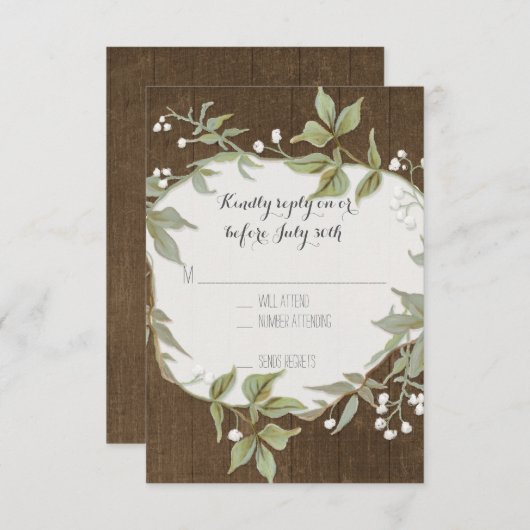 RSVPローレルリース素朴サマーアウトドア結婚ズ 出欠カード (正面/裏面)