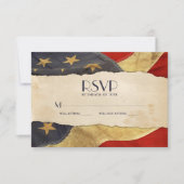 RSVPヴィンテージアメリカ国旗の愛国的軍隊結婚ズ 出欠カード (正面)