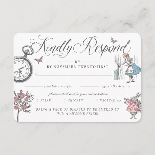 RSVPヴィンテージアリスinワンダーランド&おむつラッフル エンクロージャーカード (正面)