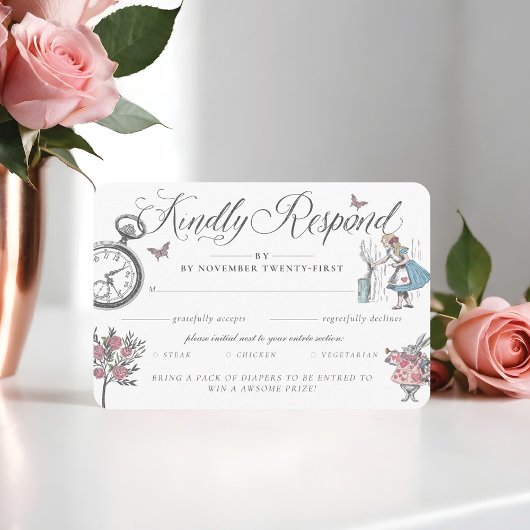 RSVPヴィンテージアリスinワンダーランド&おむつラッフル エンクロージャーカード