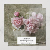 *~* RSVPヴィンテージアートピオニーフローラAR23 QR 結婚s 招待状 (正面/裏面)