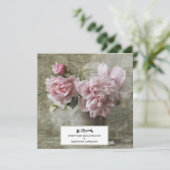 *~* RSVPヴィンテージアートピオニーフローラAR23 QR 結婚s 招待状 (スタンド正面)