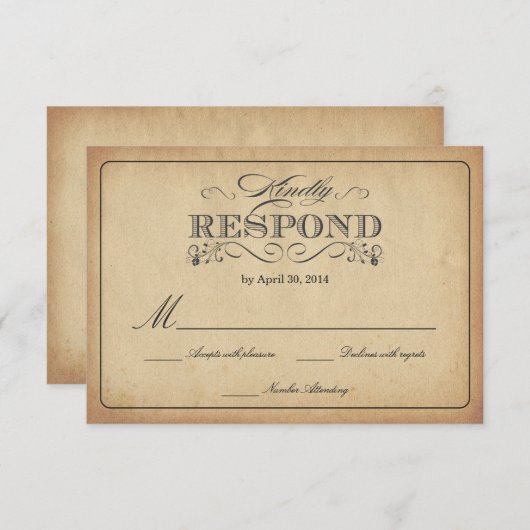RSVPヴィンテージステンドパーチ結婚メントの返信 出欠カード (正面/裏面)