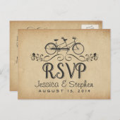 RSVPヴィンテージタンデム自転車返信はがき インビテーションポストカード (正面/裏面)