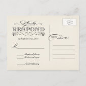RSVPヴィンテージホワイト結婚の返信はがき インビテーションポストカード (裏面)