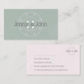 RSVPヴィンテージ緑とピンクのボタン裁縫カード エンクロージャーカード (正面/裏面)