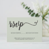 RSVP予約エレガントシートSage Green結婚の 出欠カード (スタンド正面)