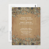 RSVP付き素朴ひまわり結婚式招待状 ポストカード (正面/裏面)