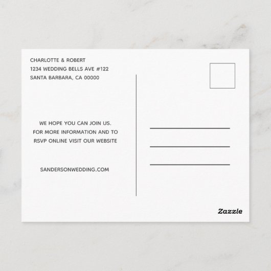 RSVP付き素朴ひまわり結婚式招待状 ポストカード (裏面)