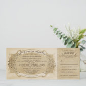 RSVP付ビンテージウエディングチケット招待状 招待状 (スタンド正面)