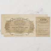 RSVP付ビンテージウエディングチケット招待状 招待状 (正面/裏面)