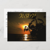 RSVP受信応答ビーチ海岸線 インビテーションポストカード (正面/裏面)