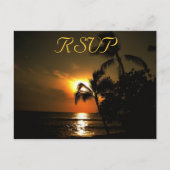 RSVP受信応答ビーチ海岸線 インビテーションポストカード (正面)