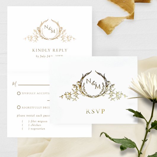 RSVP実在付きホイルエレガントモノグラム 箔カード