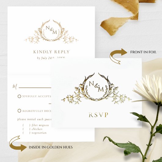 RSVP実在付きホイルエレガントモノグラム 箔カード