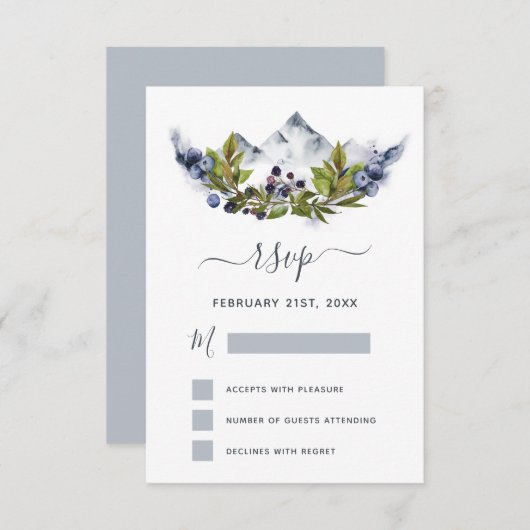 RSVP山林素朴の水の色モダン 招待状 (正面/裏面)