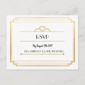 RSVP応答の結婚はがきアールデコ金ゴールド インビテーションポストカード (正面)