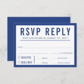RSVP応答の青シンプルモダンはっきりした王室のい 出欠カード (正面/裏面)