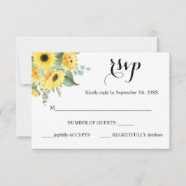 RSVP応答ひまわり緑結婚園のカード 出欠カード