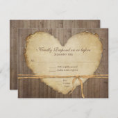 RSVP応答ウッドフ素朴ェンスボードハート 出欠カード (正面/裏面)