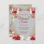 RSVP応答エレガントカード | カスタムウェディング詳細 出欠カード (正面/裏面)