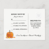 RSVP応答カボチャ秋の結婚式葉書 インビテーションポストカード (裏面)