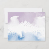 RSVP応答カードかわいらし紫色の水色 出欠カード (裏面)