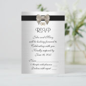 Rsvp応答カードの白黒 招待状 (スタンド正面)