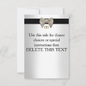 Rsvp応答カードの白黒 招待状 (裏面)