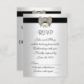 Rsvp応答カードの白黒 招待状 (正面/裏面)